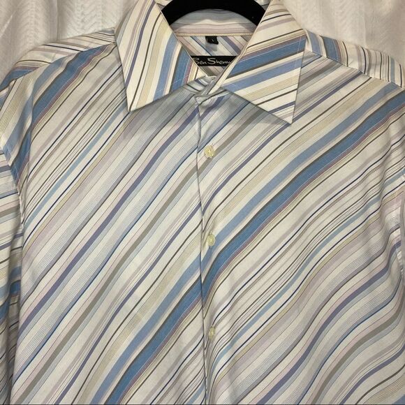 Men’s Ben Sherman Horizontal Striped Button Down Size Large - Picture 4 of 10